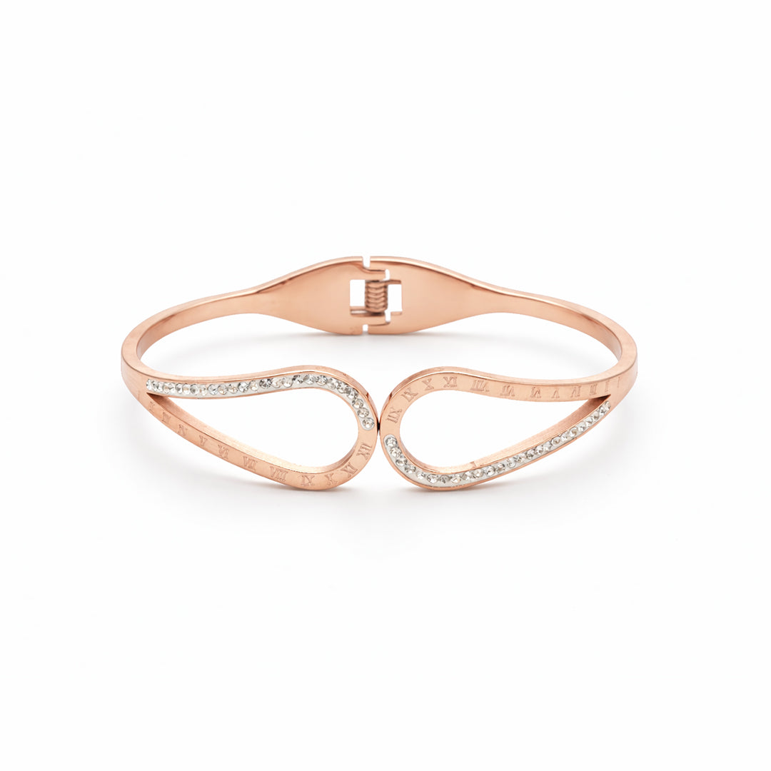 Crescent Loop Roman Numeral Rose Gold Plated Kada