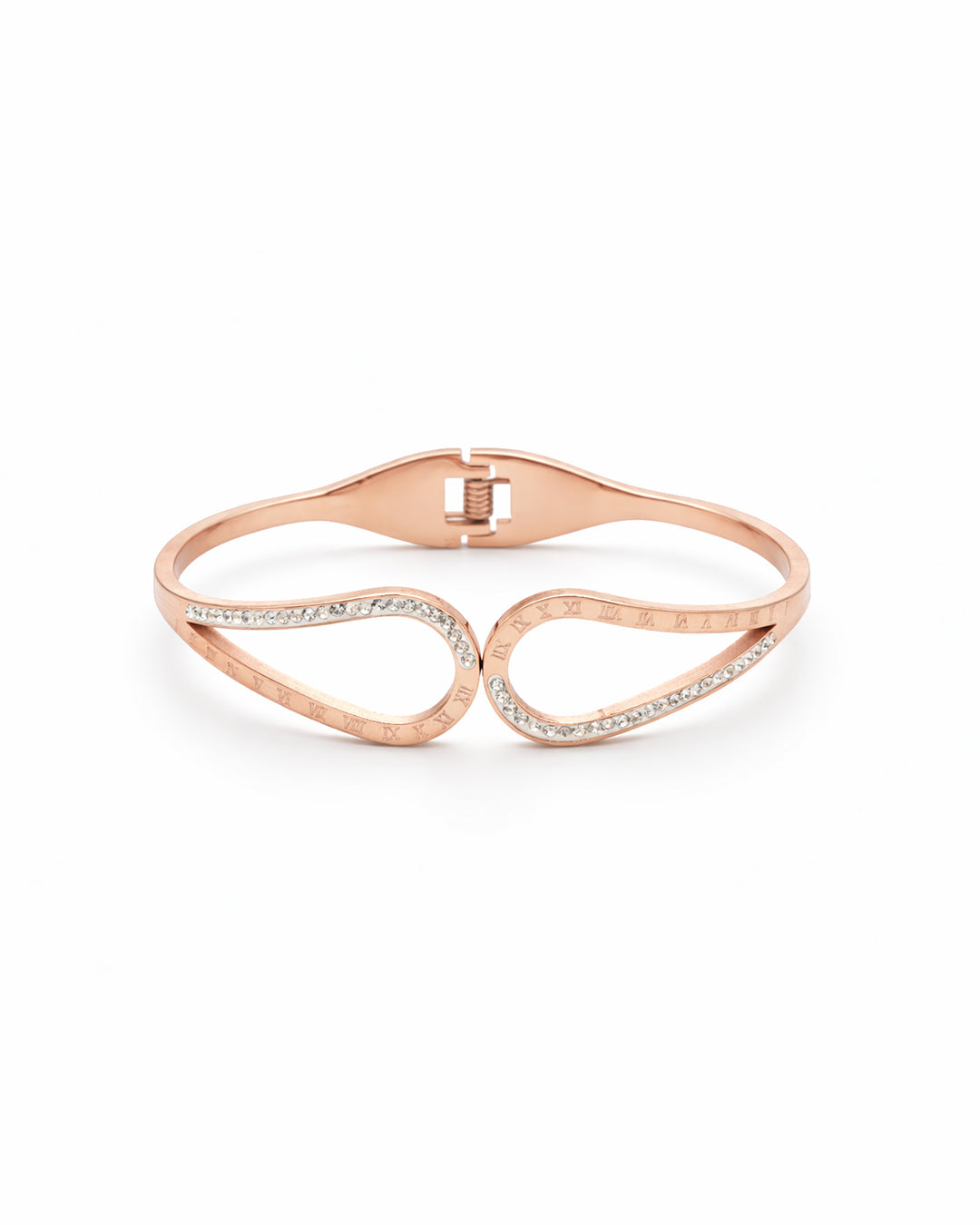 Crescent Loop Roman Numeral Rose Gold Plated Kada
