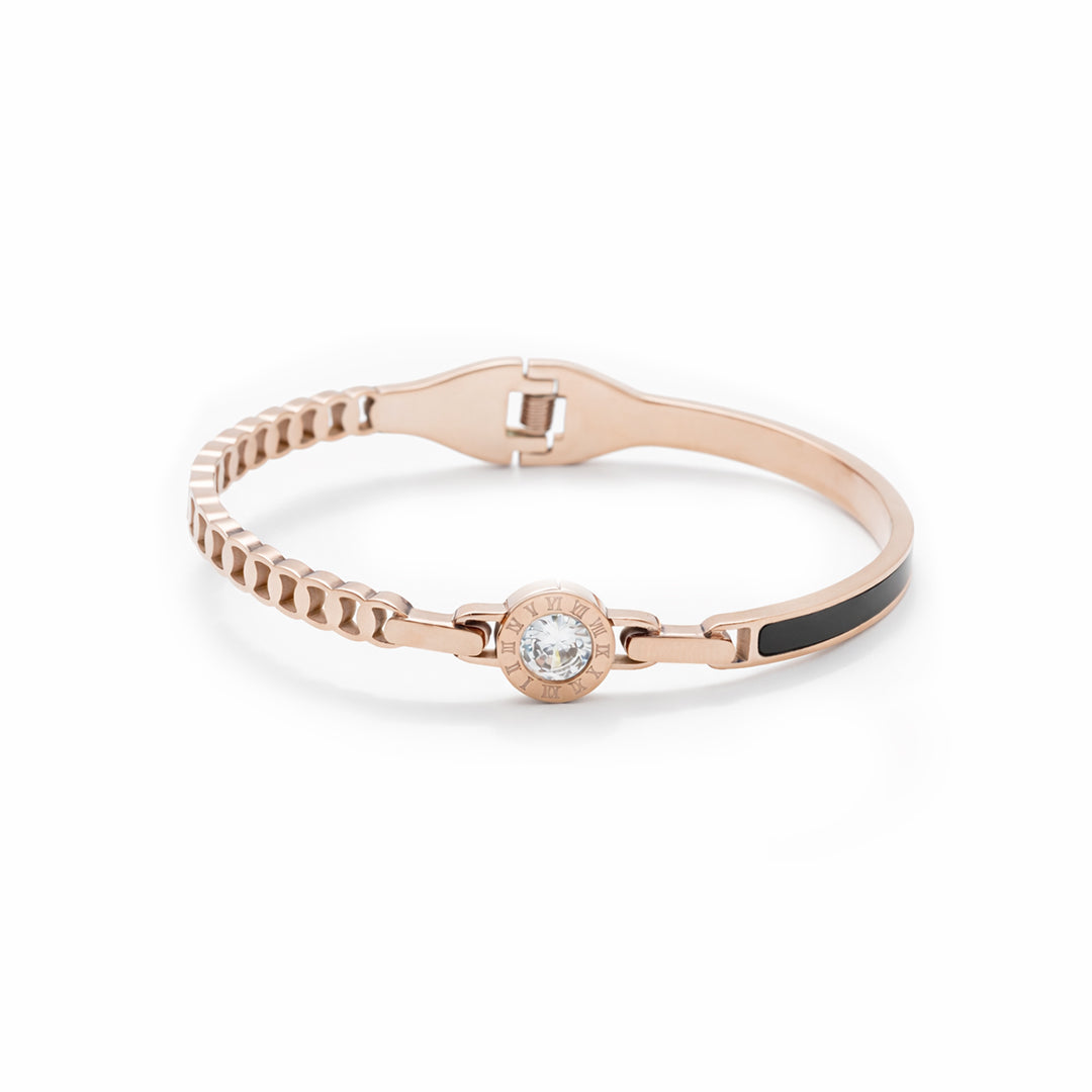 Roman Numeral Solitaire Rose Gold Plated Kada