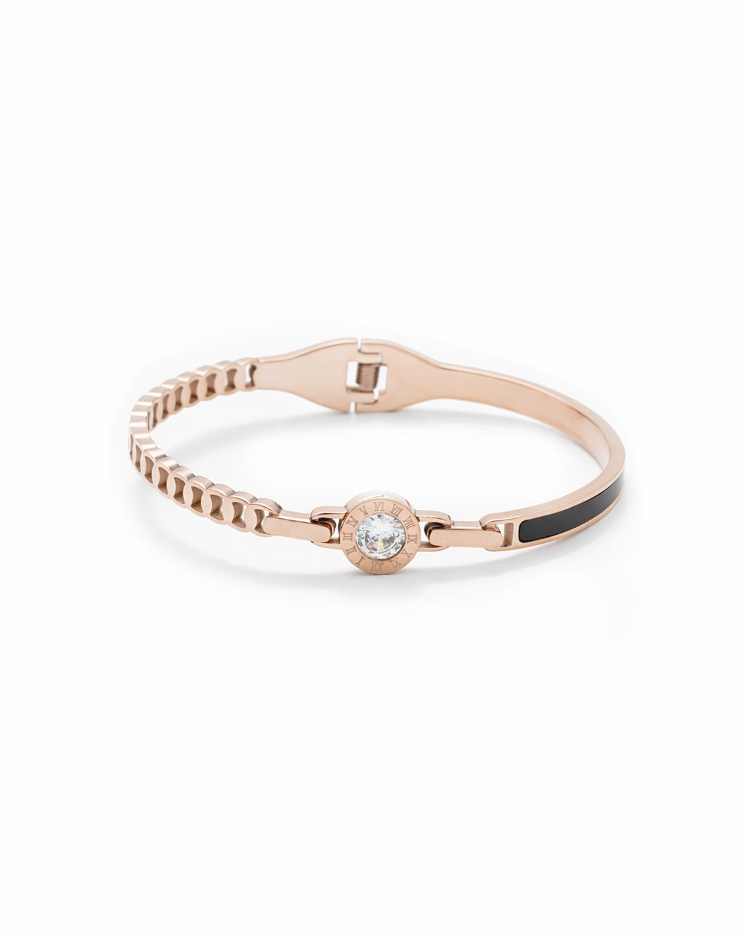 Roman Numeral Solitaire Rose Gold Plated Kada