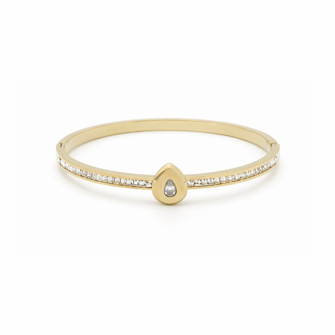 Teardrop Solitaire Crystal Gold Plated Kada