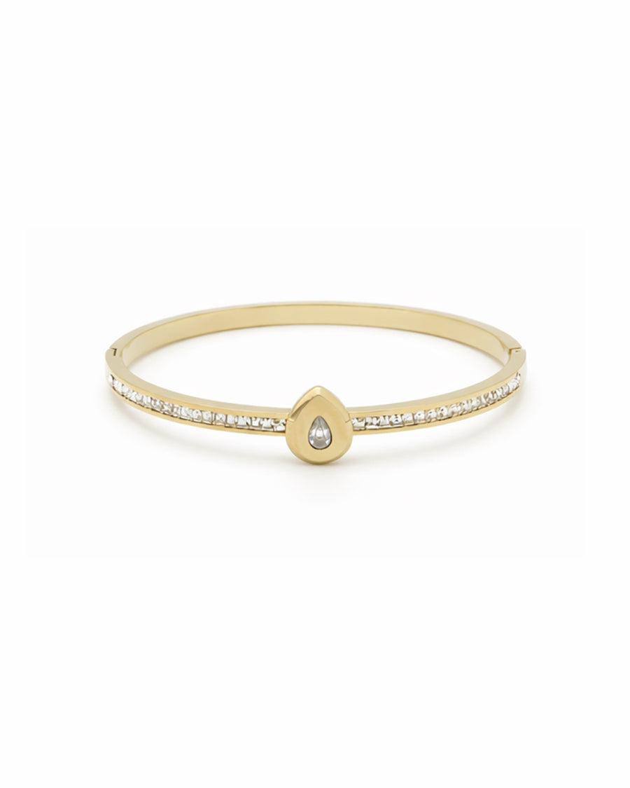 Teardrop Solitaire Crystal Gold Plated Kada