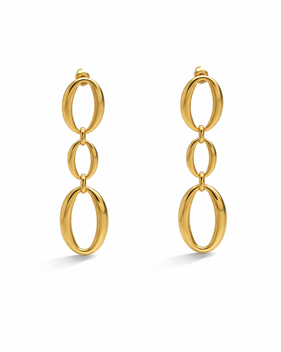 Triple Oval Gold Plated Earrings