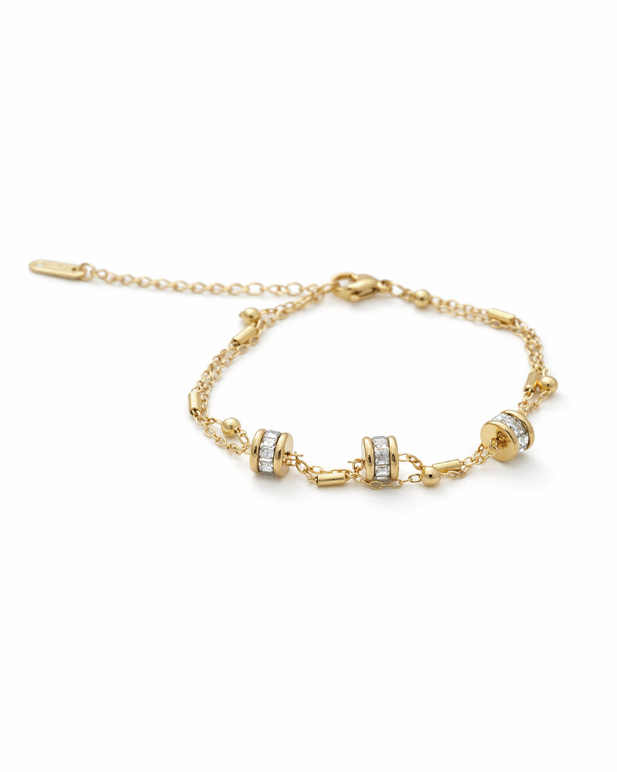 Rondelle Baguette Crystal Gold Station Bracelet