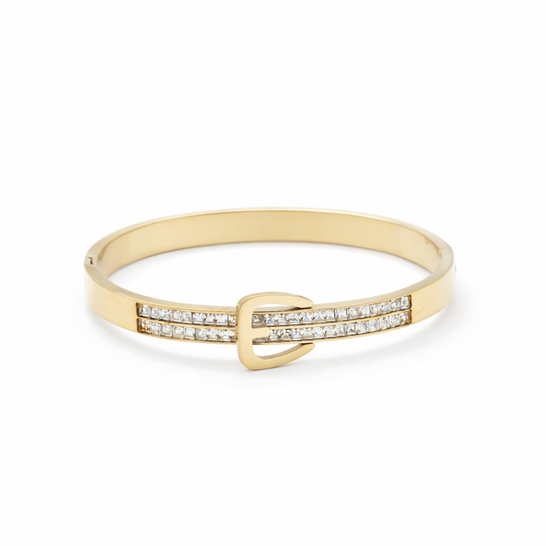 Crystal Double-Rail Buckle Gold Plated Kada