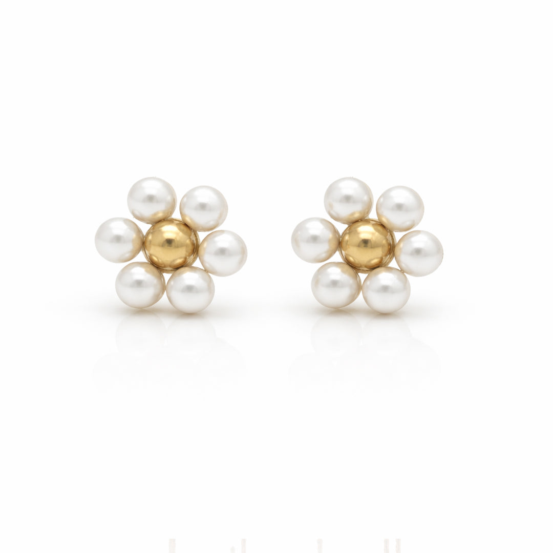 Pearl Flower Gold Plated Studs