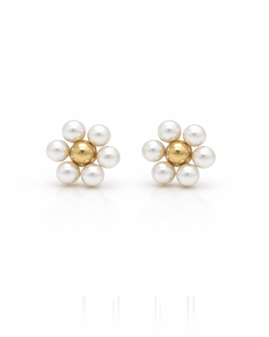Pearl Flower Gold Plated Studs