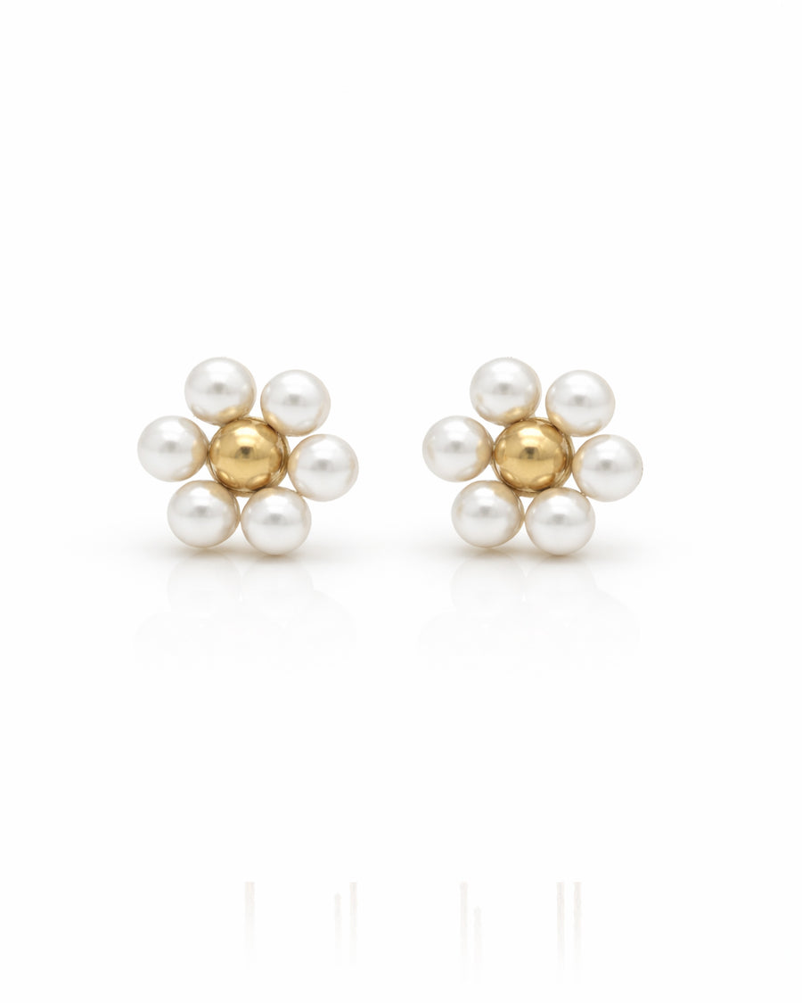 Pearl Flower Gold Plated Studs