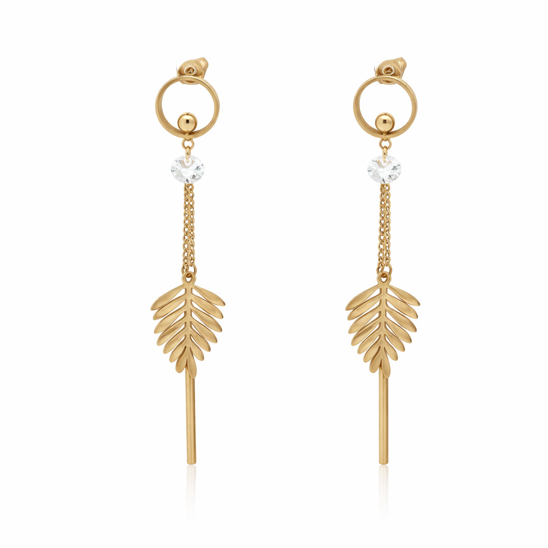 Fern Drop Gold Plated Earrings