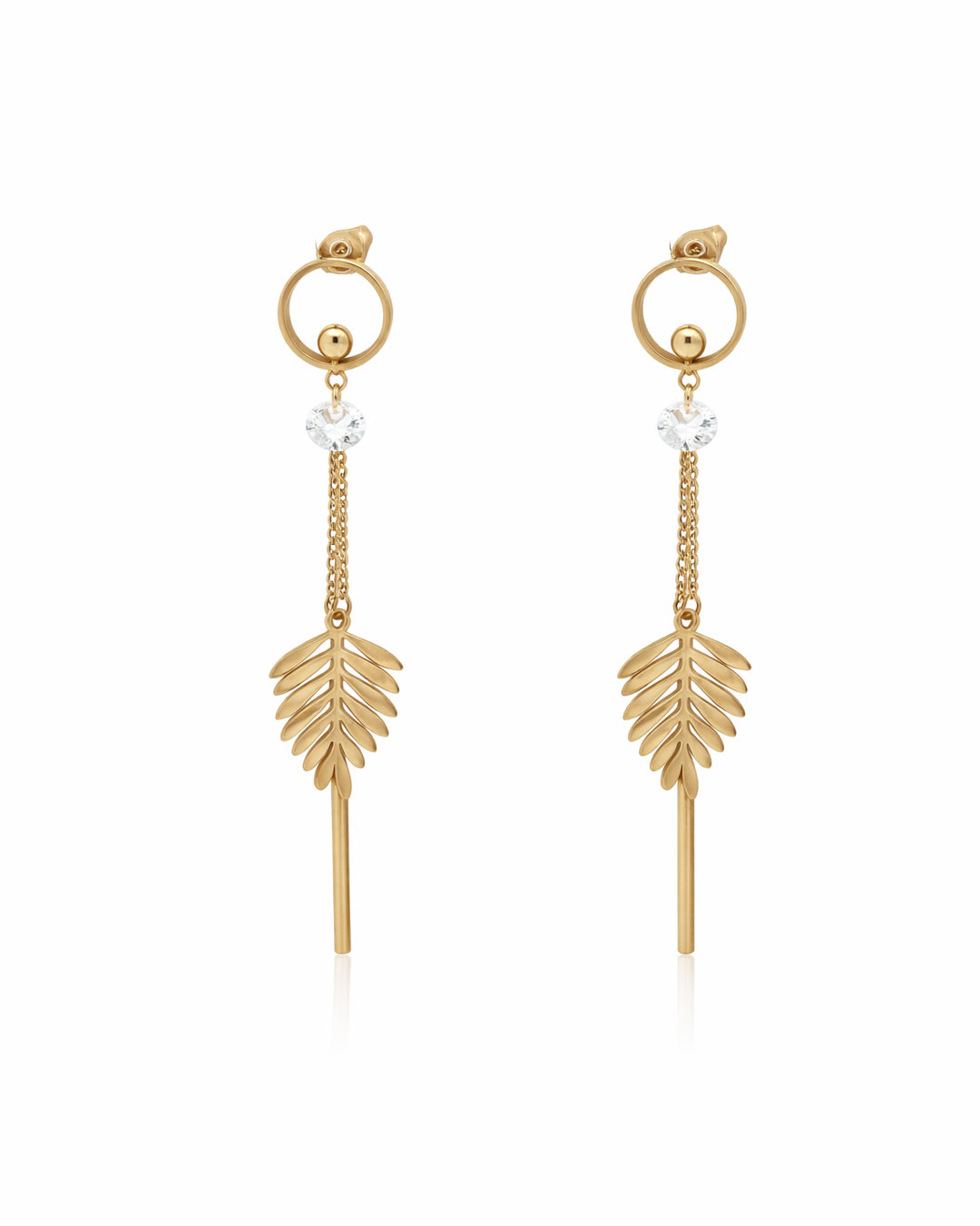 Fern Drop Gold Plated Earrings