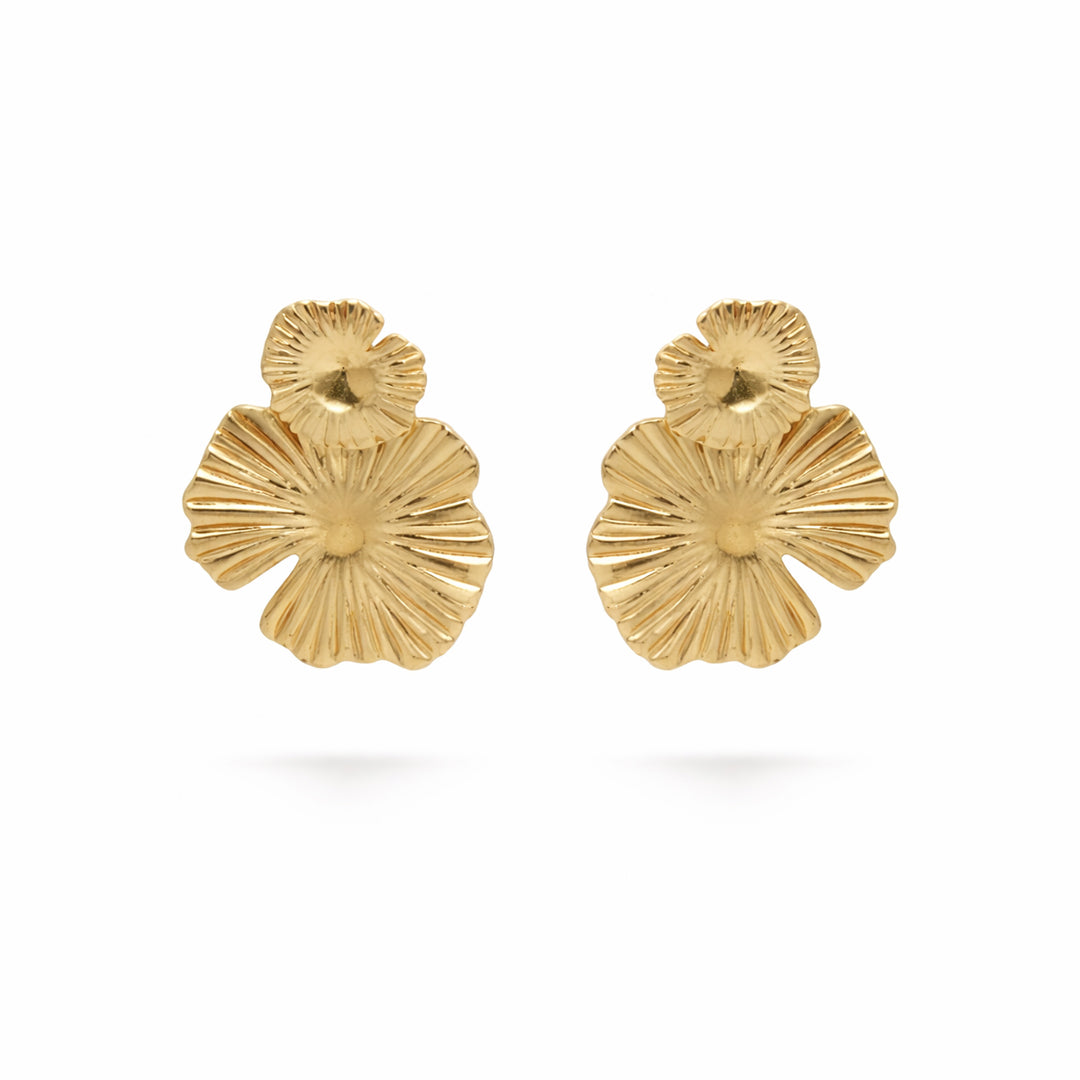 Hibiscus Stud Gold Plated Earrings