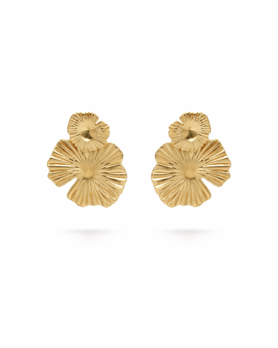Hibiscus Stud Gold Plated Earrings