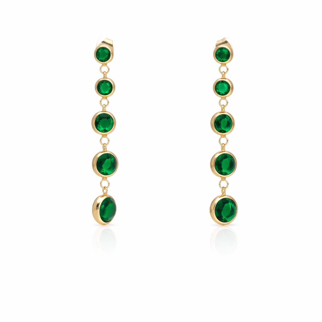 Emerald Sequence Gold Plated Earrings
