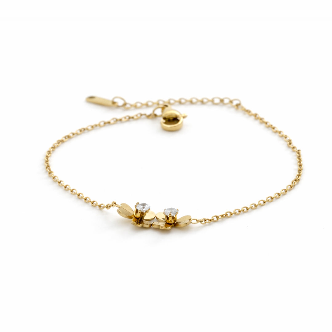 Twin Blossom Gold Plated Bracelet