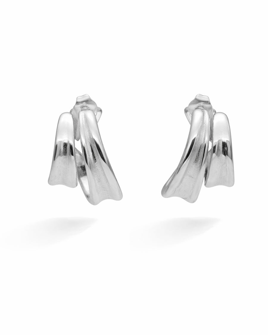 Duo Curve Silver Statement Studs