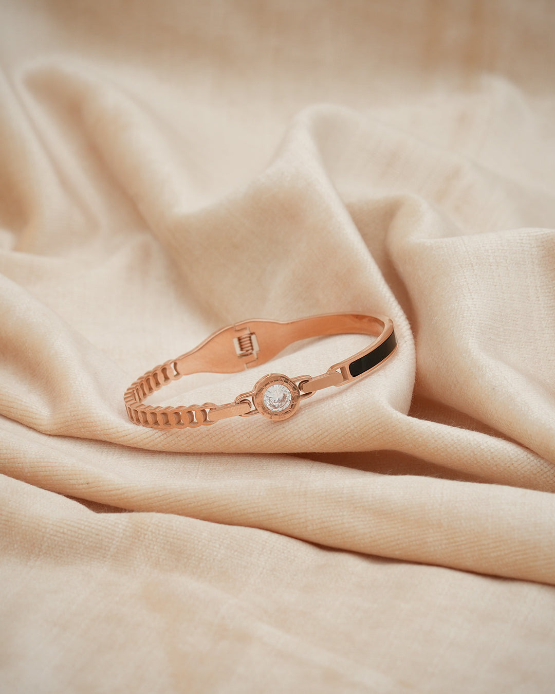 Roman Numeral Solitaire Rose Gold Plated Kada
