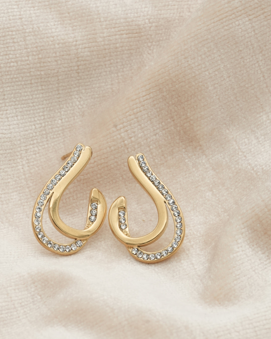 Crested Pave Gold Plated Studs