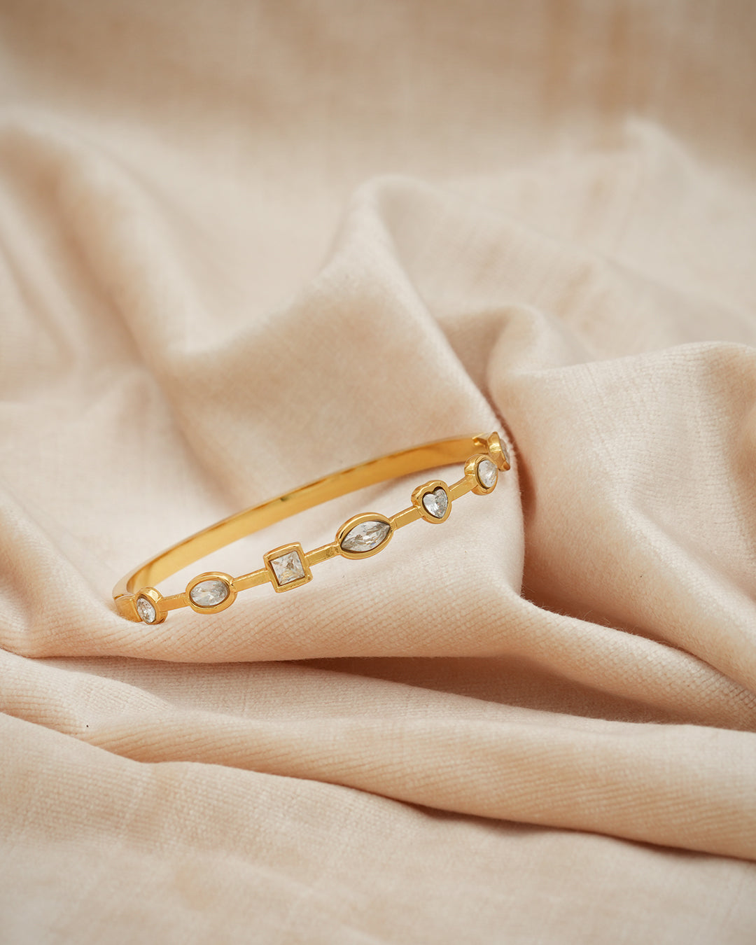 Multishape Charm Crystal Gold Plated Kada