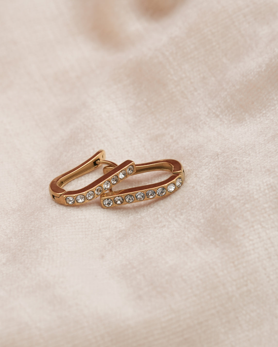 Elara Crystal Line Gold Plated Hoop Earrings