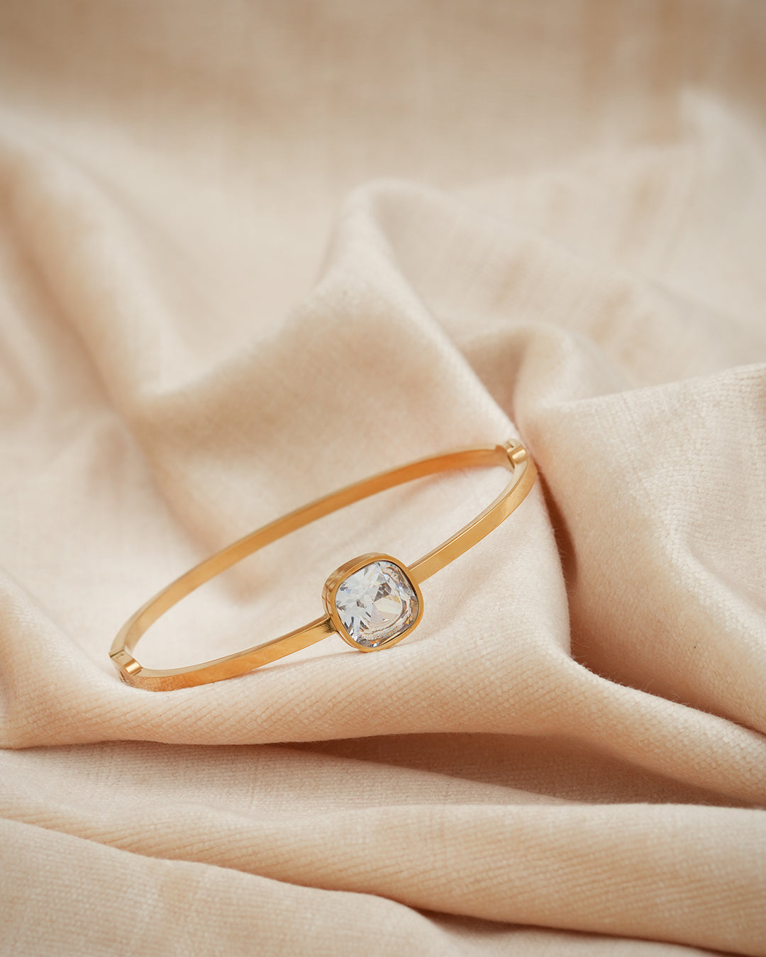 Cushion Solitaire Bezel Bangle Kada