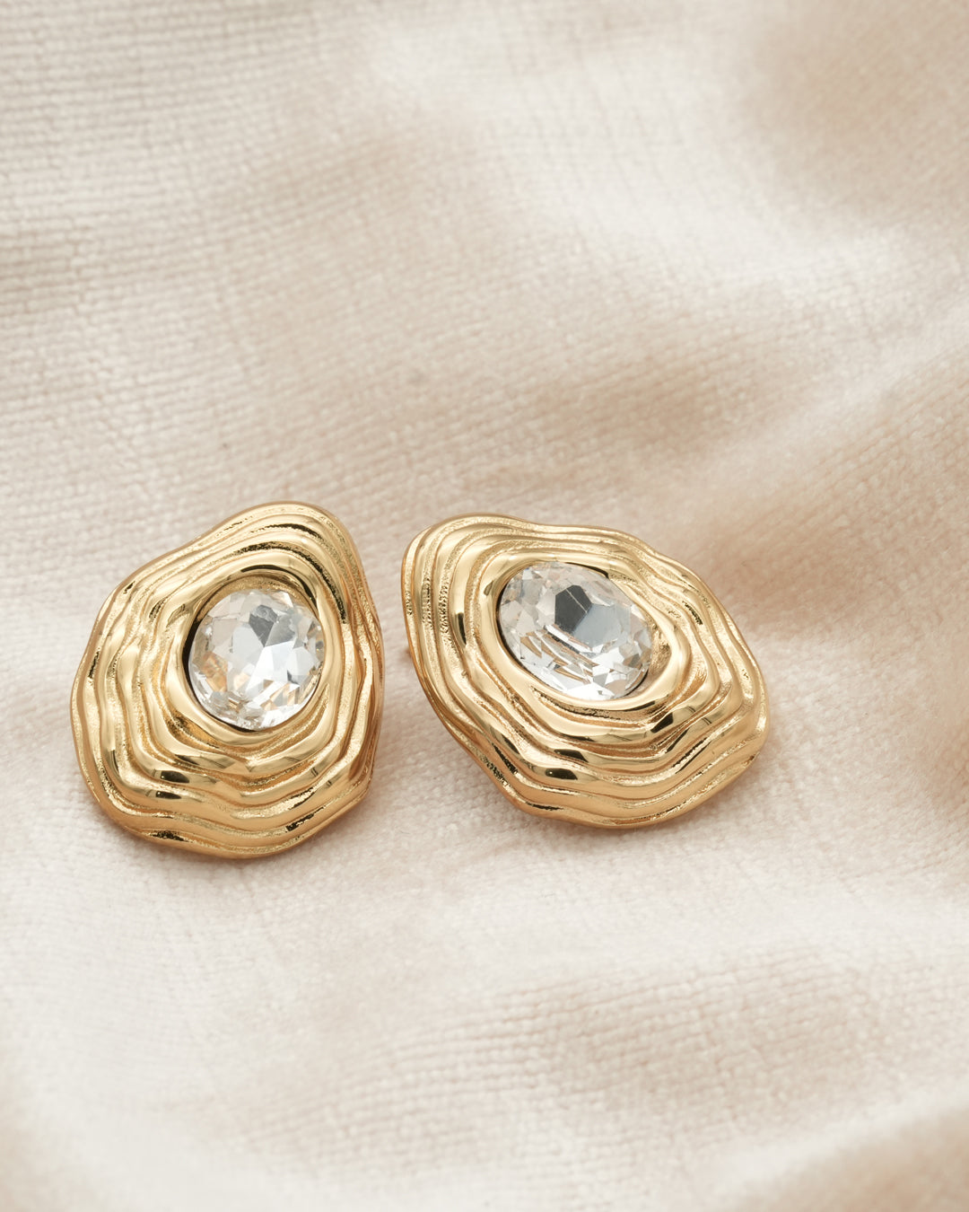 Aurelia Ripple Gold Plated Stud Earrings