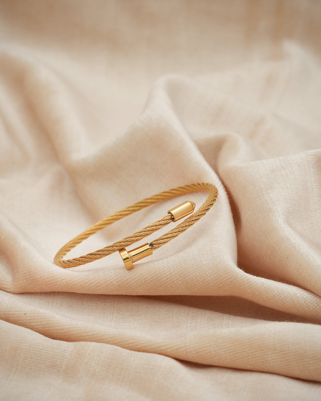 Twisted Cable Torque Gold Plated Bangle Kada