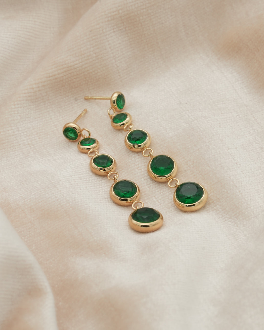 Emerald Sequence Gold Plated Earrings