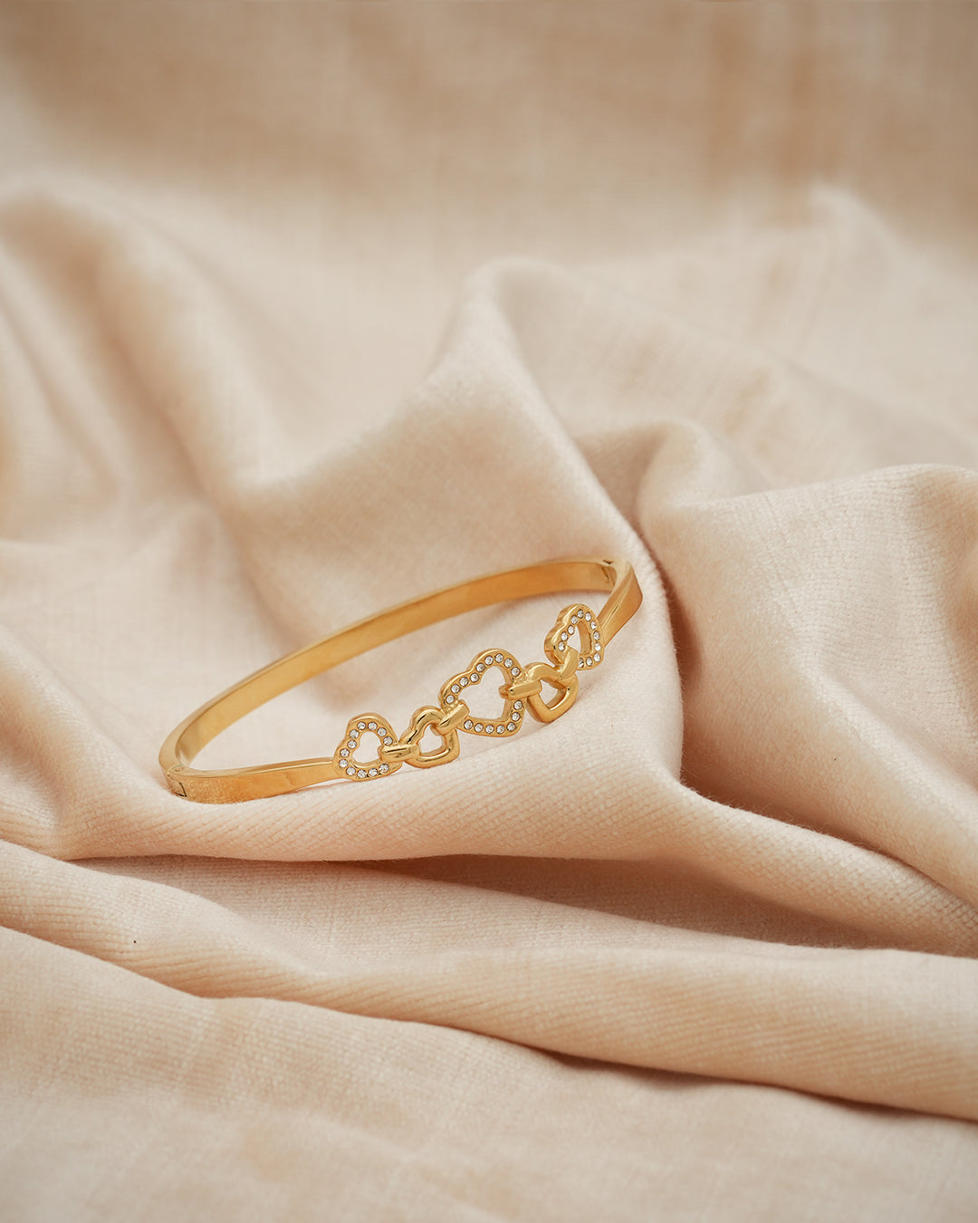 Entwined Heart Crystal Gold Plated Kada