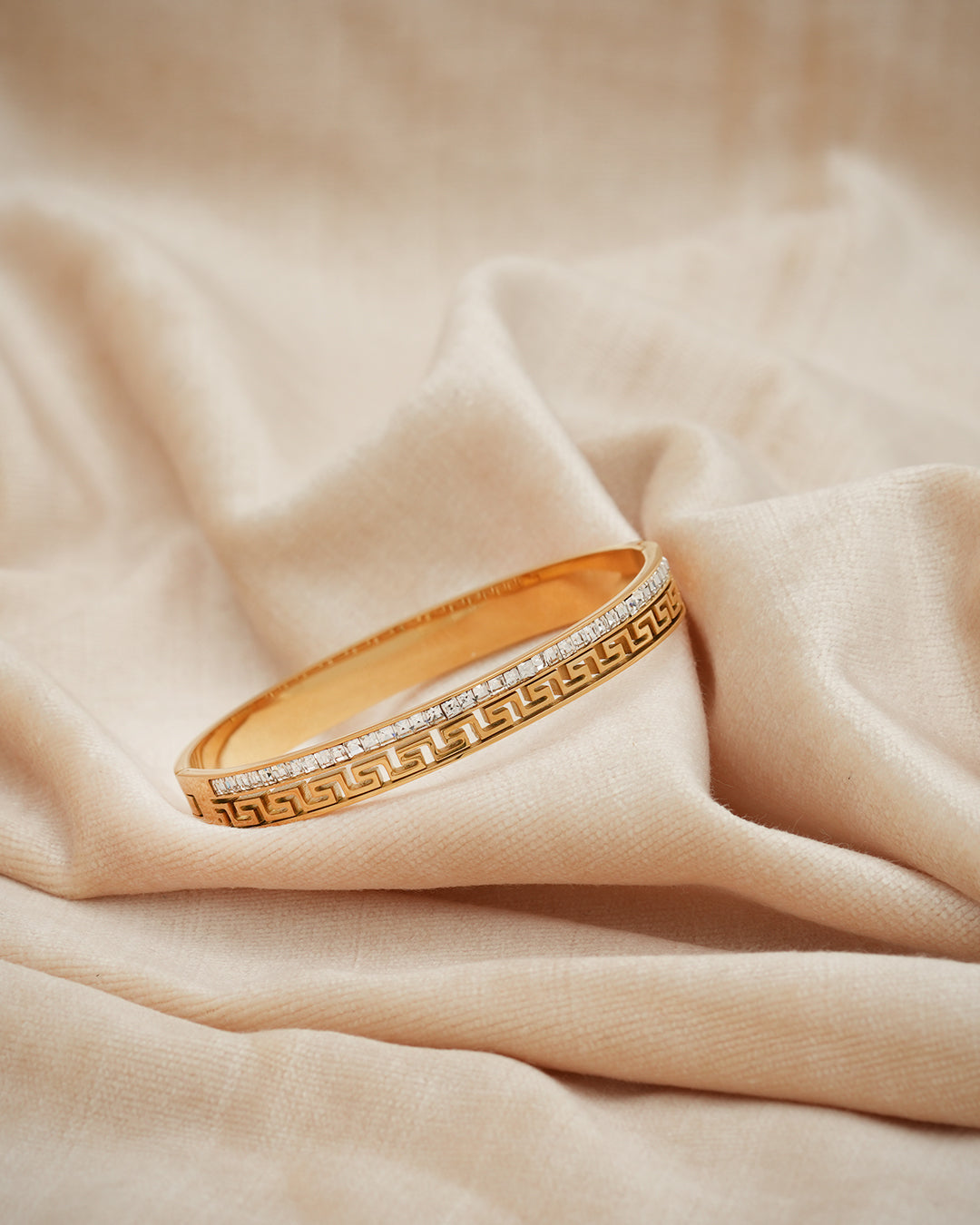Greek Key Crystal Channel Bangle Kada