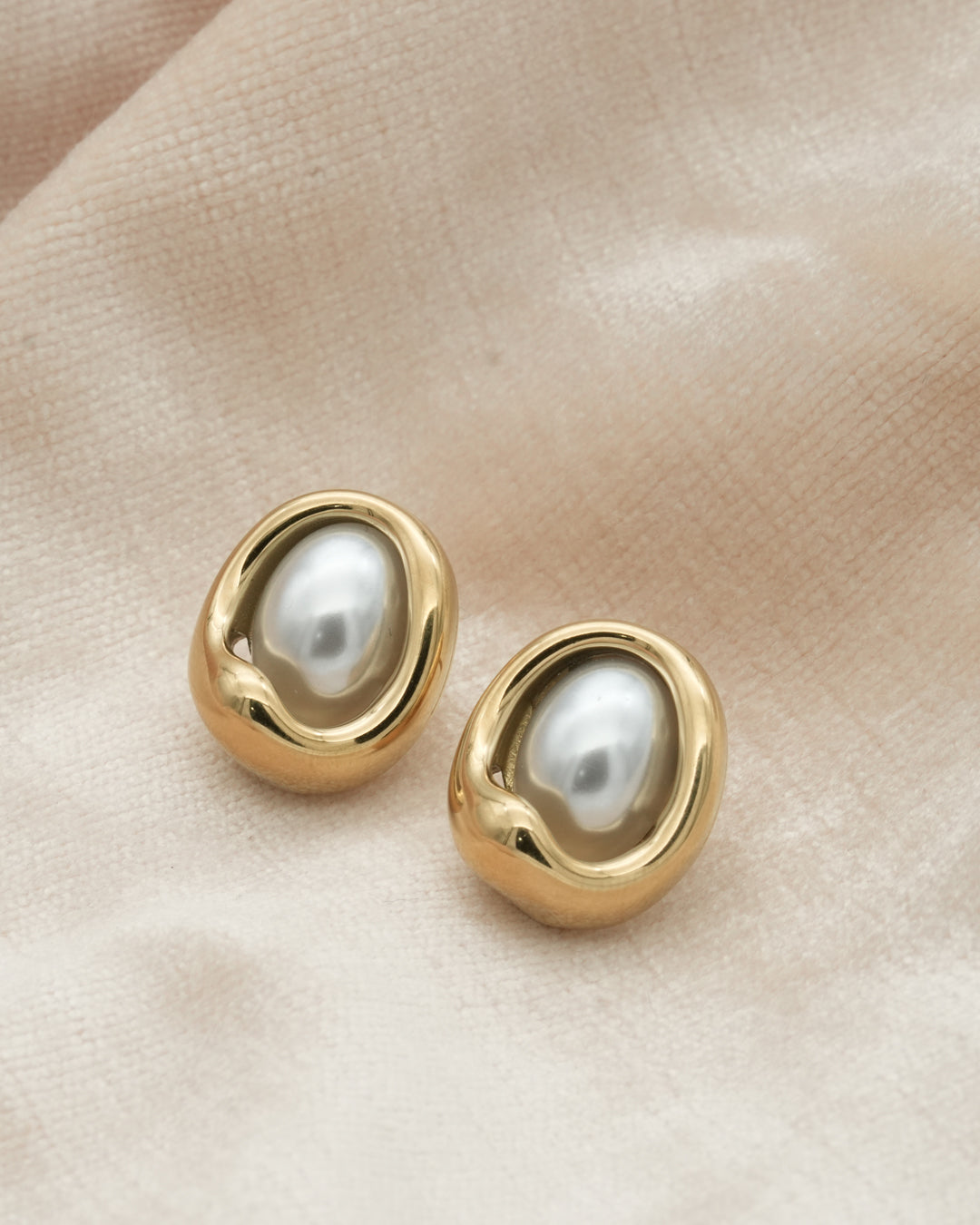 Lumi Dome Gold Plated Stud Earrings