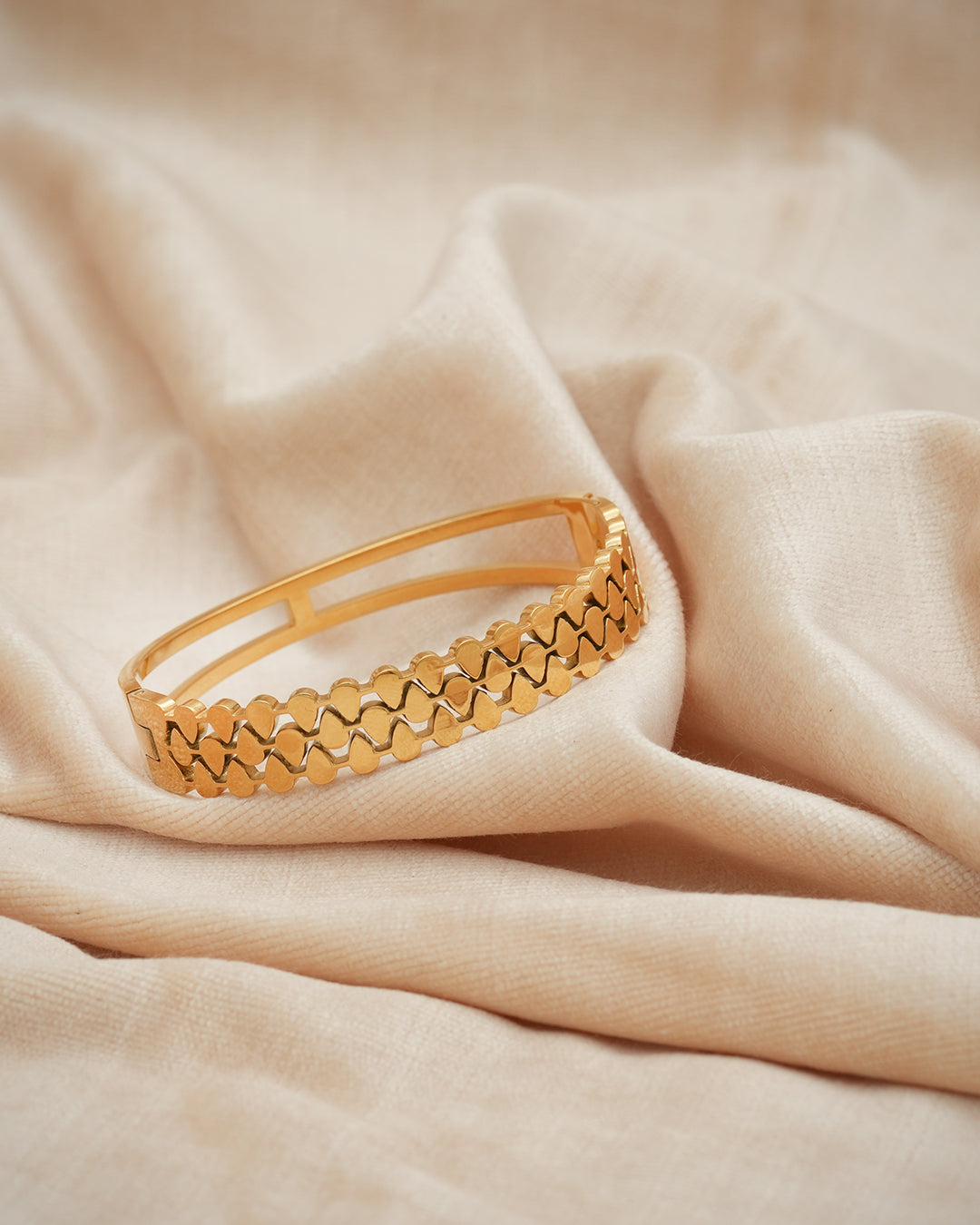 Multi-Shape Geometric Crystal Gold Plated Kada