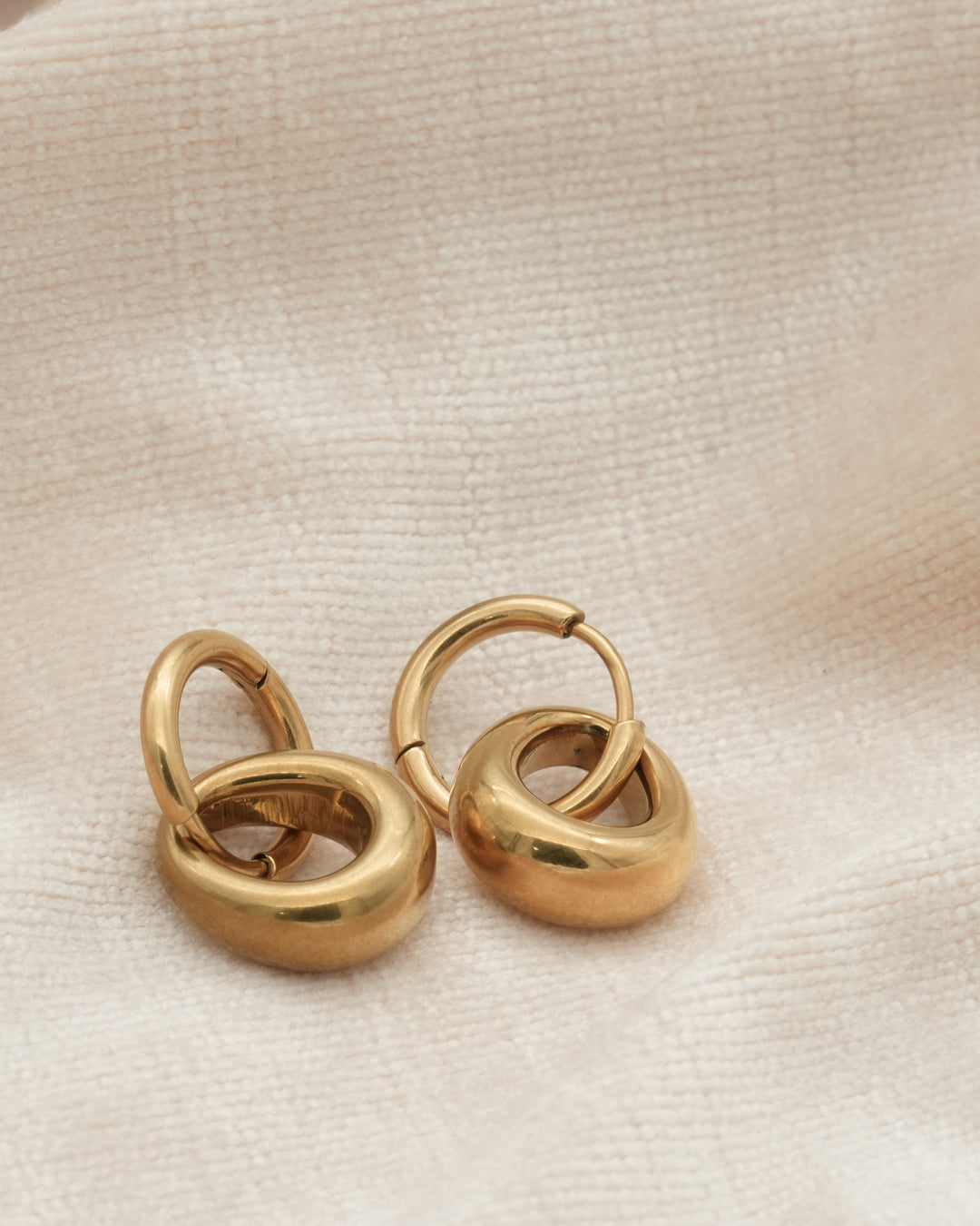 Sculptural Teardrop Gold Plated Hoop Earrings