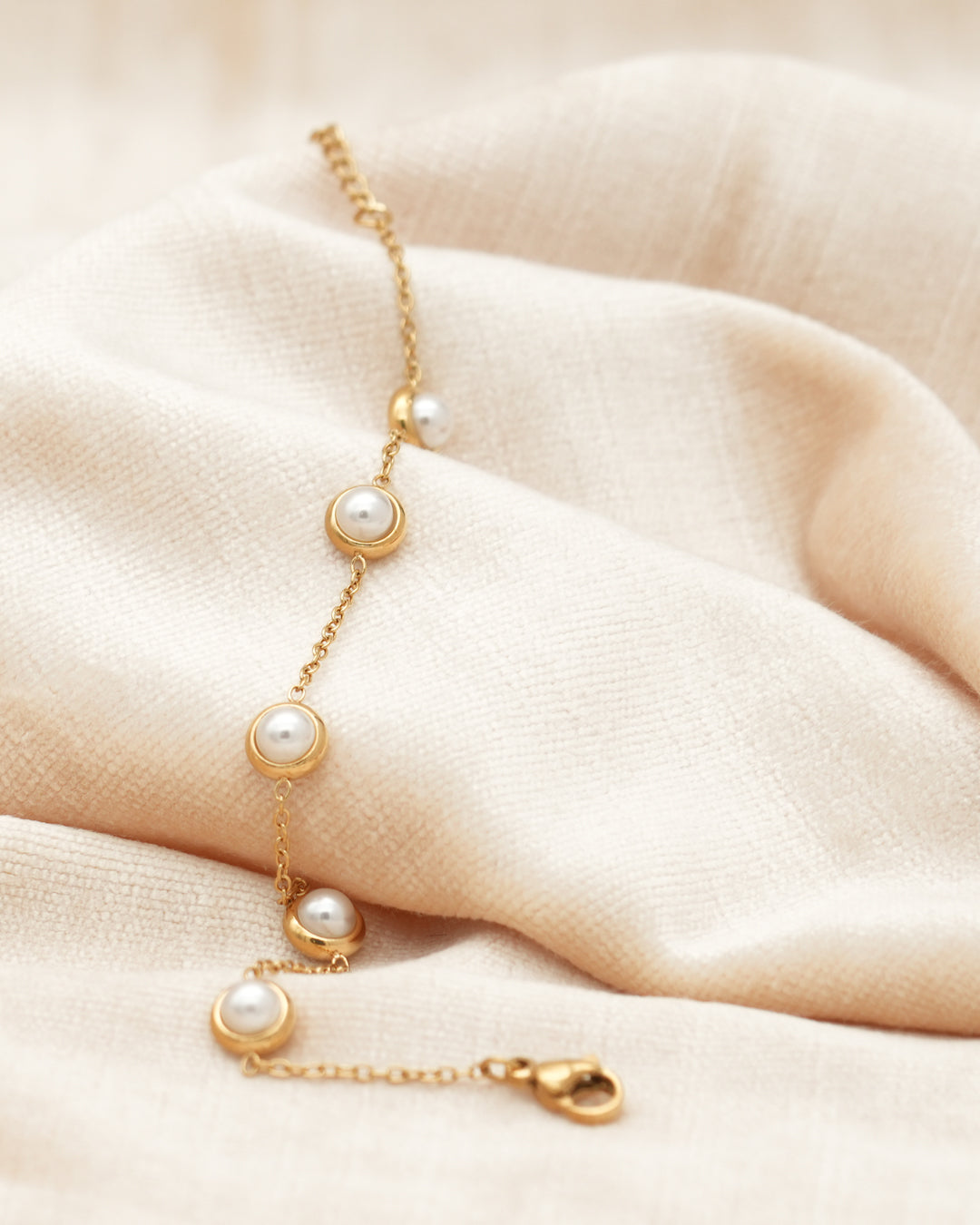 Luna Pearl Station Gold Plated Bracelet