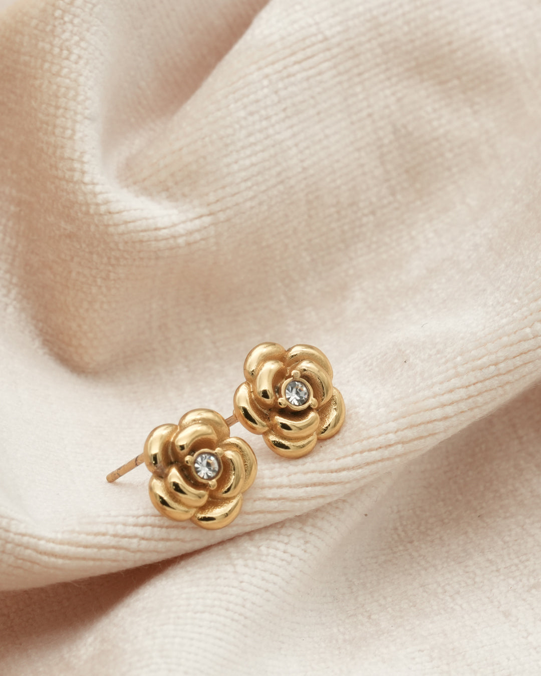 Rosa Stud Gold Plated Earrings