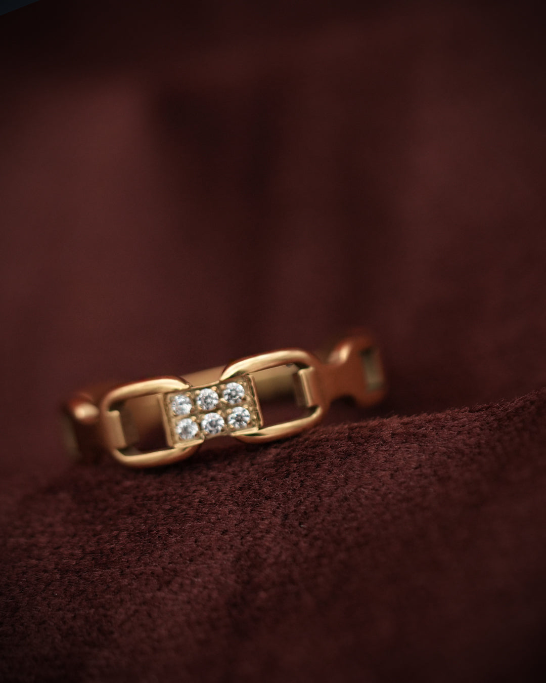 Crystal Link Gold Plated Ring