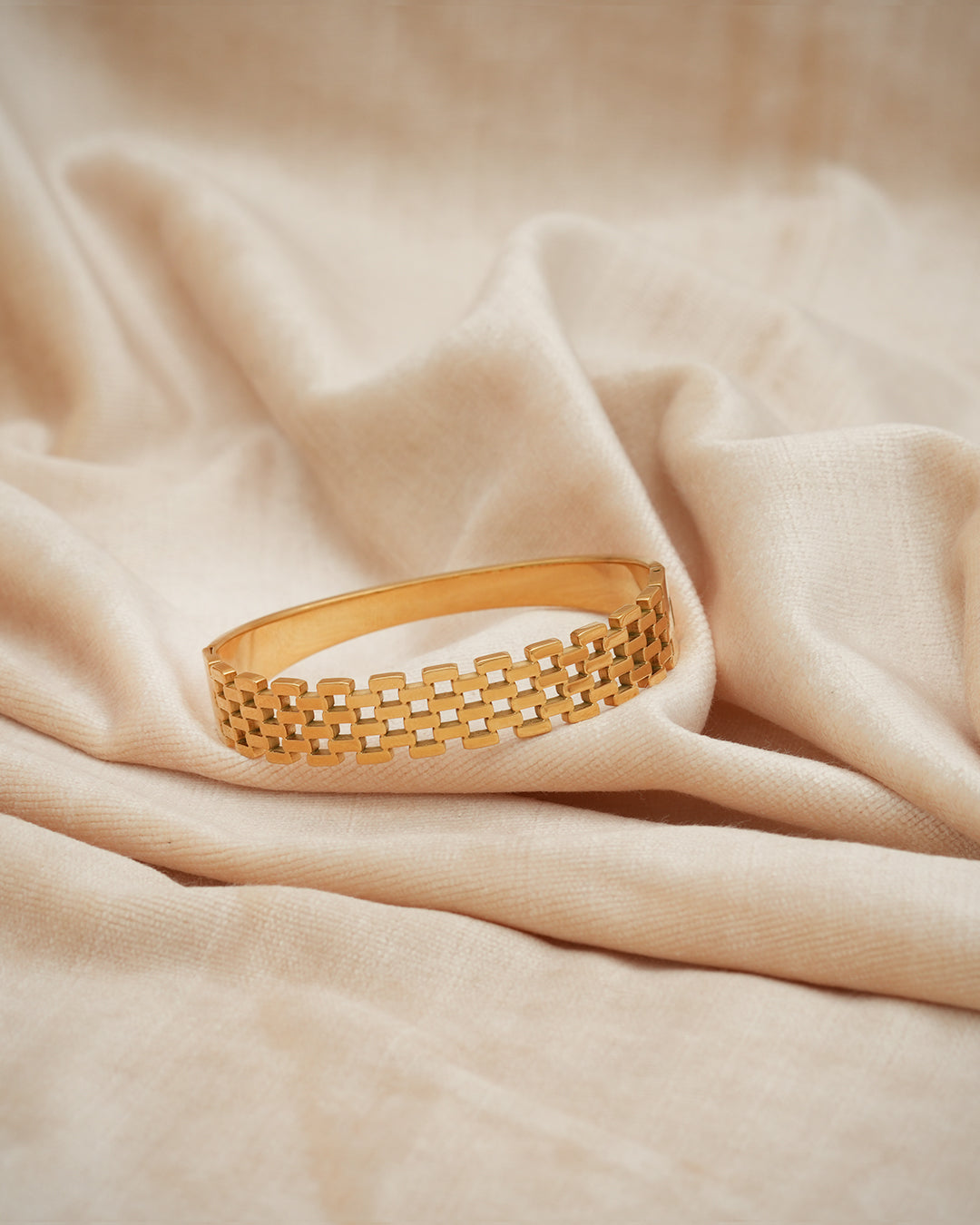 Textured Brick Link Gold Plated Kada