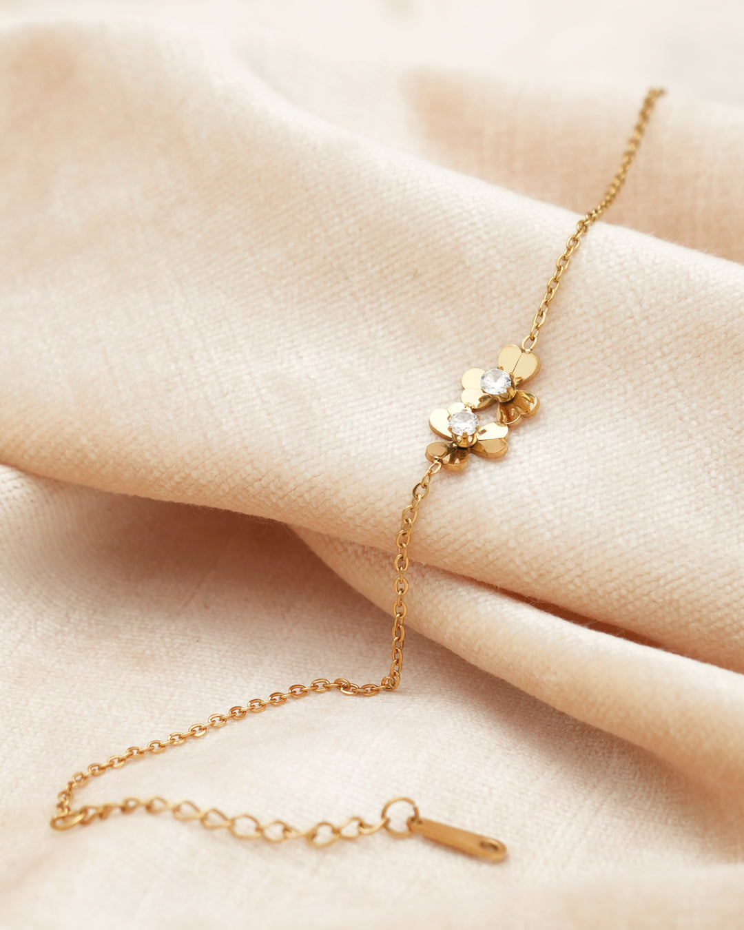 Twin Blossom Gold Plated Bracelet