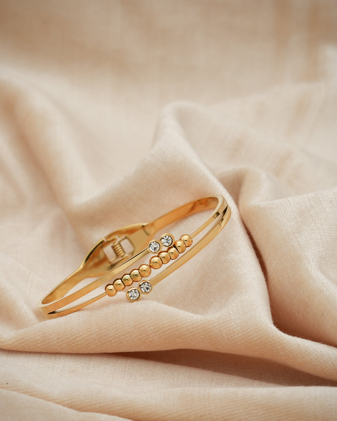 Crystal Bead Arc Gold Plated Kada