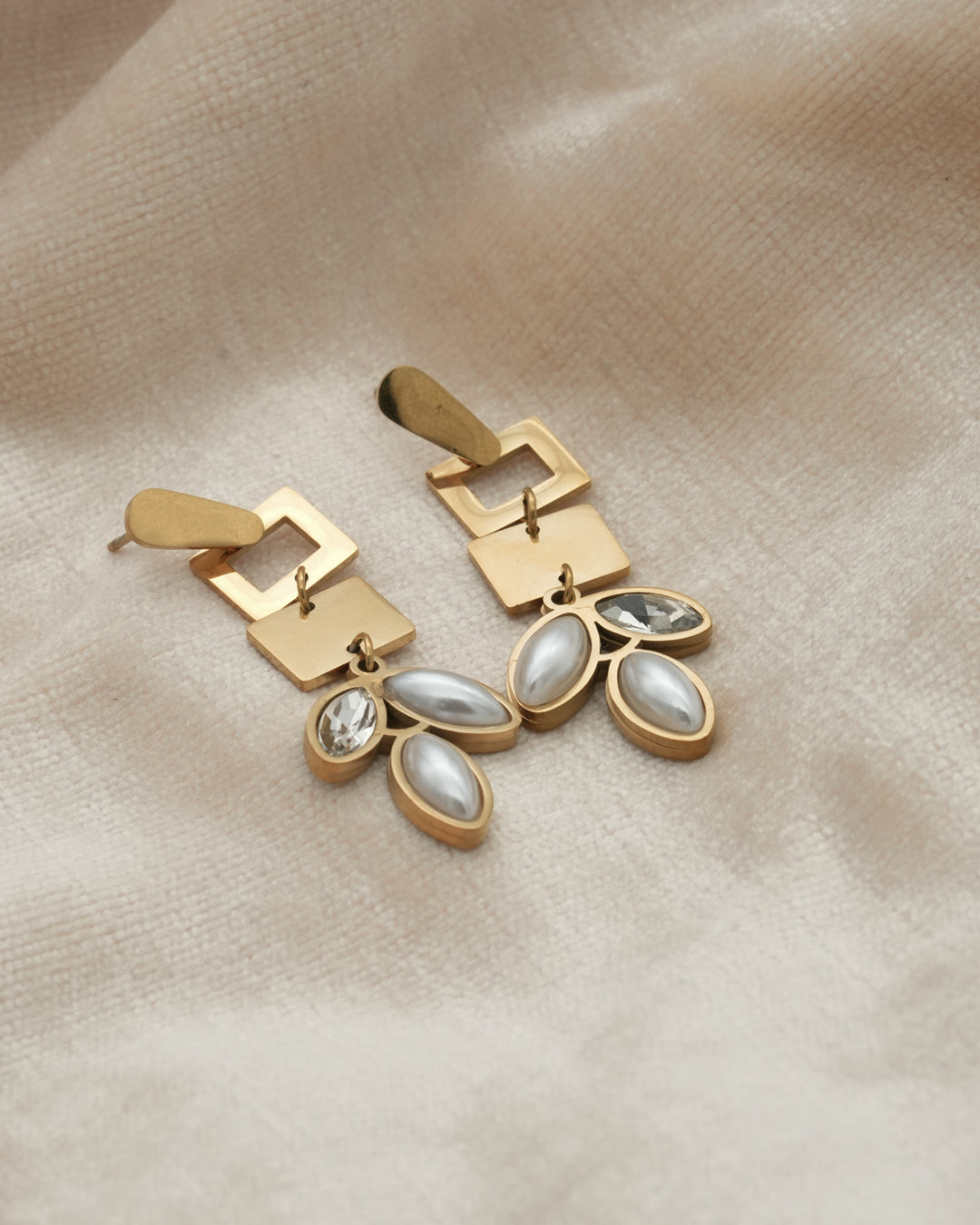Geo Petal Gold Plated Earrings