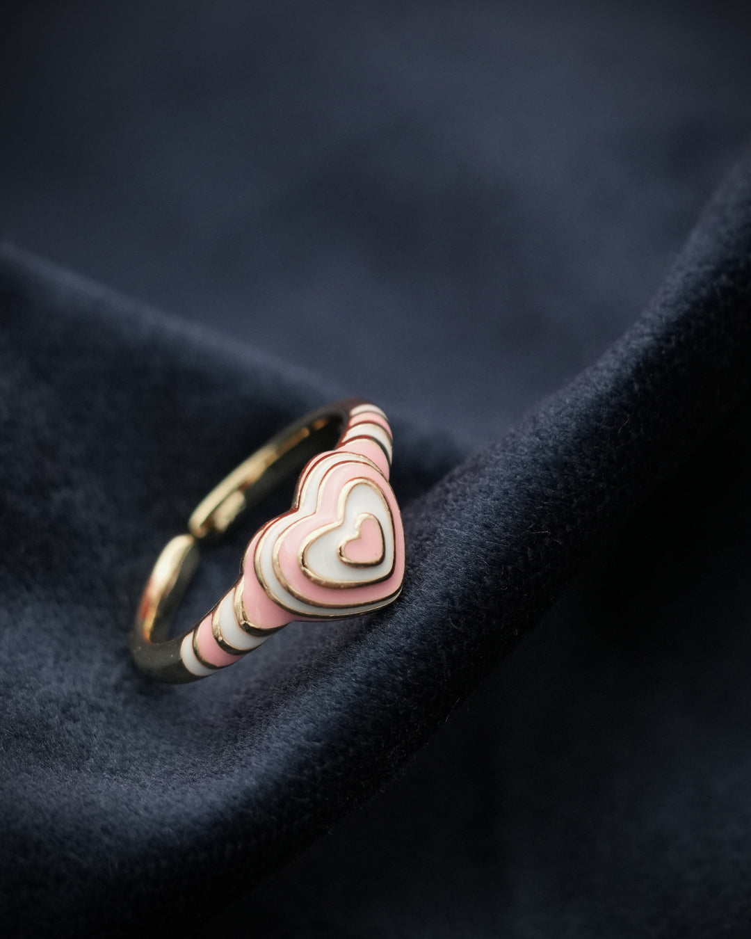 Dual Heart Stripe Adjustable Ring