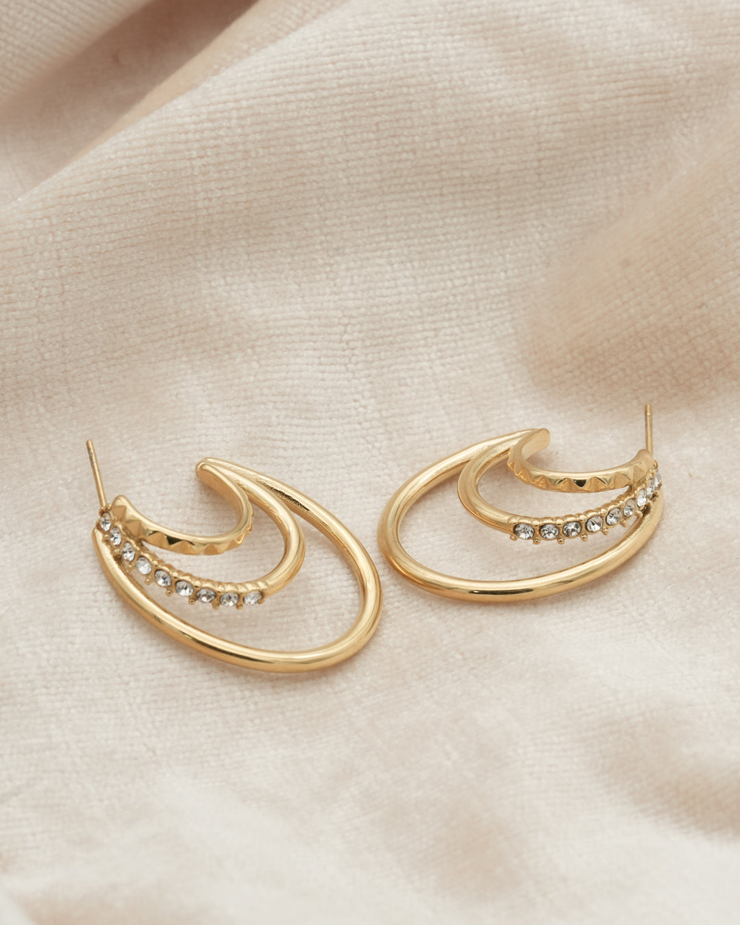 Twisted Pavé Gold Plated Earrings