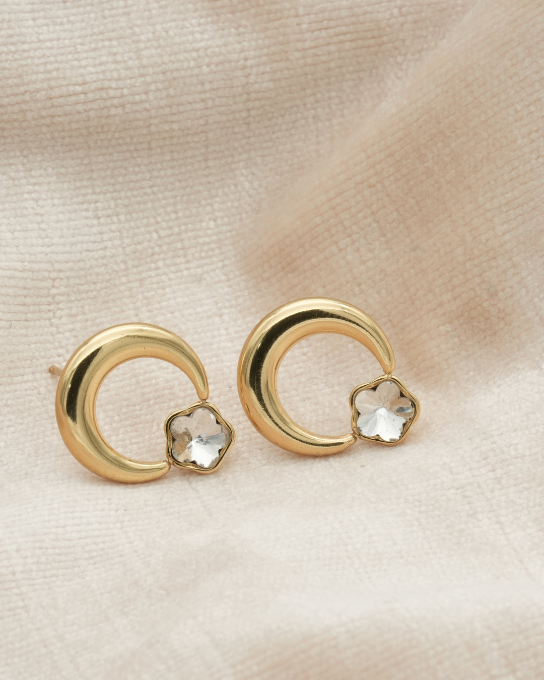 Celestial Moon-Flower Gold Plated Studs