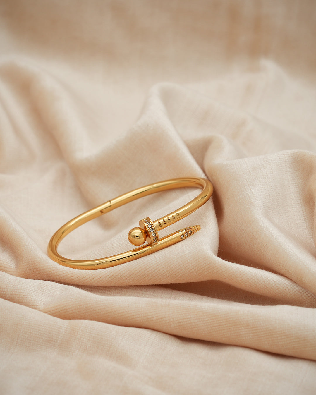 Crystal Encrusted Nail Gold Plated Kada