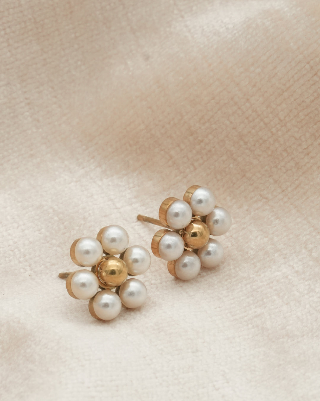 Pearl Flower Gold Plated Studs