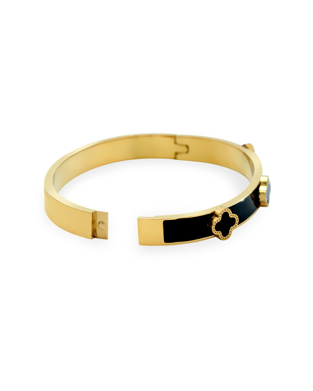 Onyx Clover Gold Plated Kada