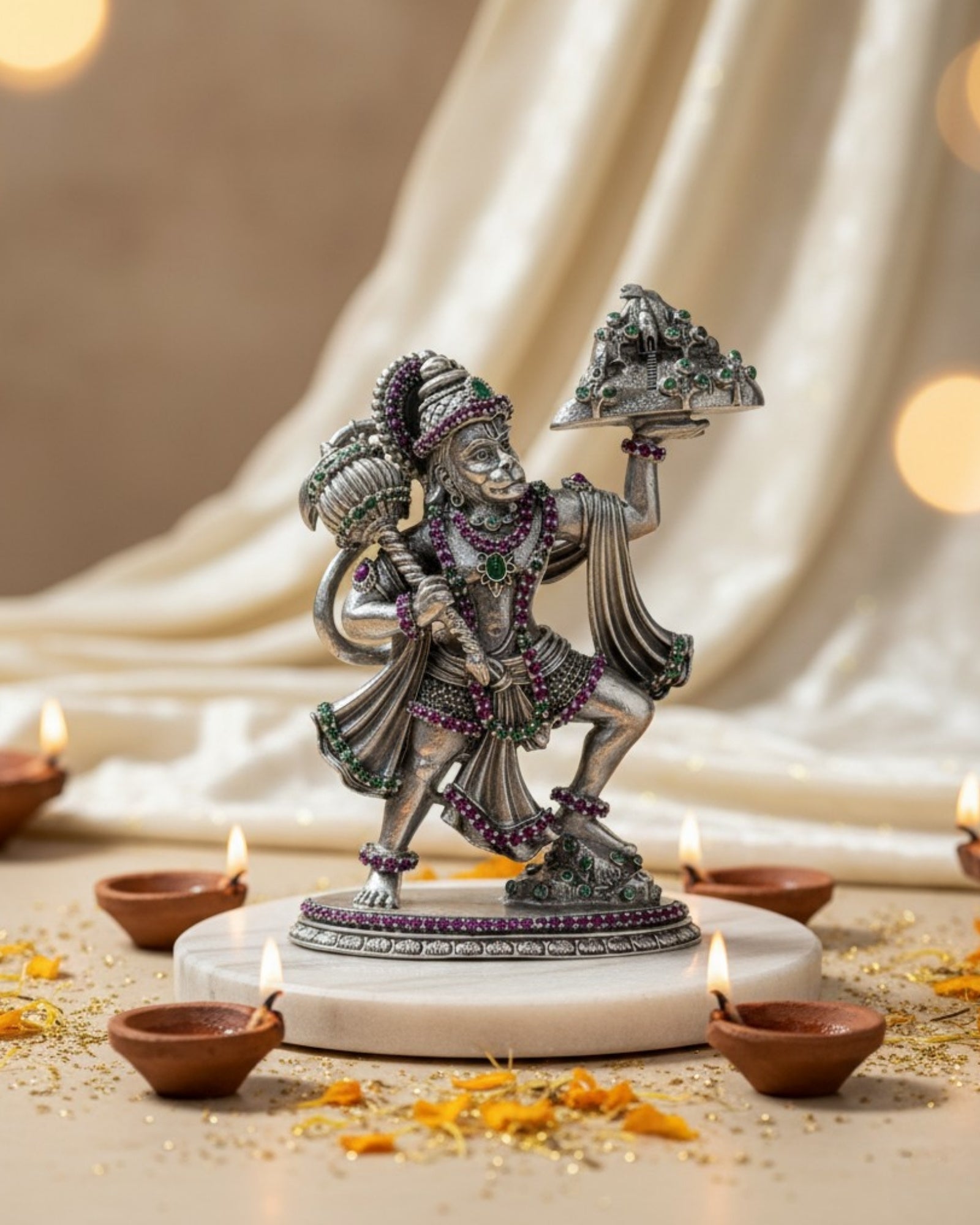 Pahad Hanuman Silver 925 Idol — 3 Inch