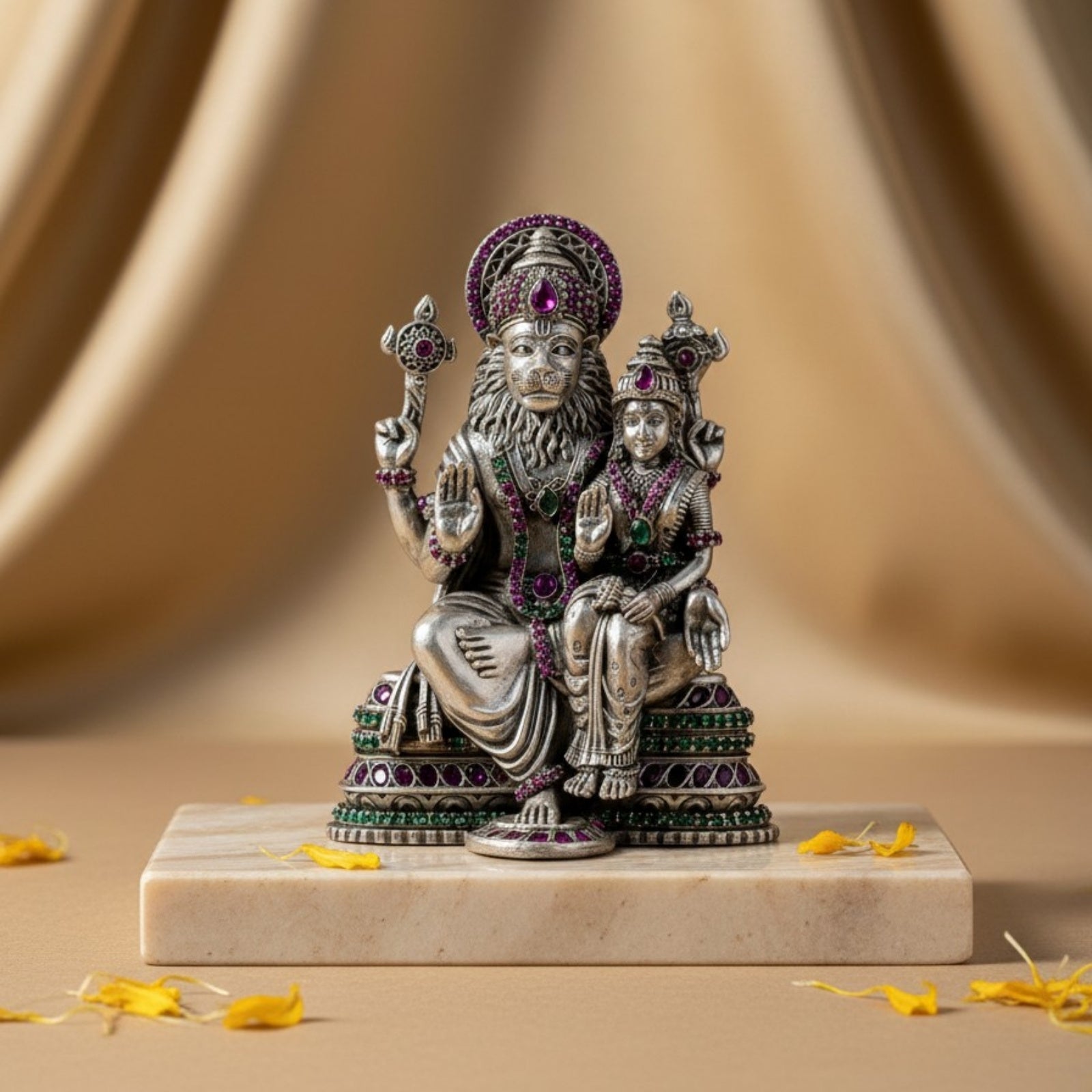 Lakshmi Narasimha Pure Silver Idol (3 Inch, 130g)