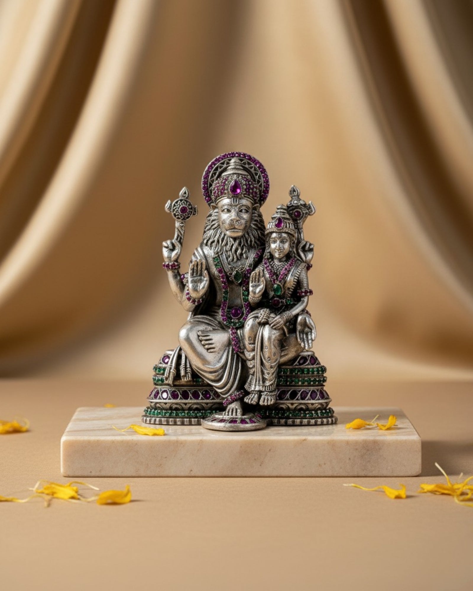 Lakshmi Narasimha Pure Silver Idol (3 Inch, 130g)