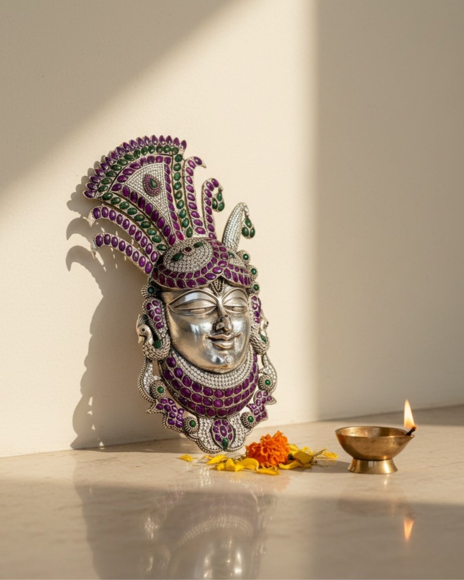 Lord Shrinathji Pure Silver Idol (3 Inch, 50g)