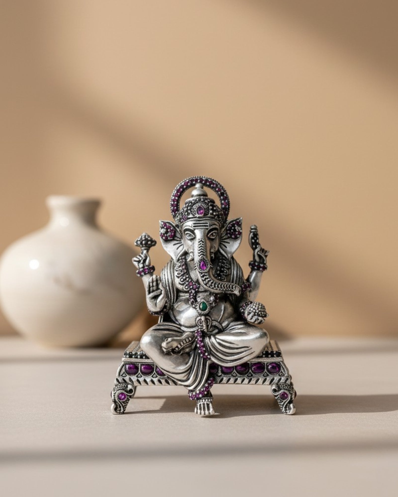 Paata Lord Ganesha Silver 925 Idol (Leg Down) — 3 Inch